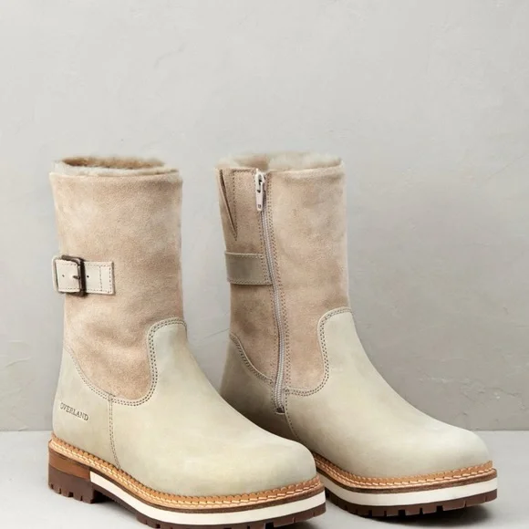 Tan and Cream Winter Boots with Shearling Lining - Picture 3 of 9